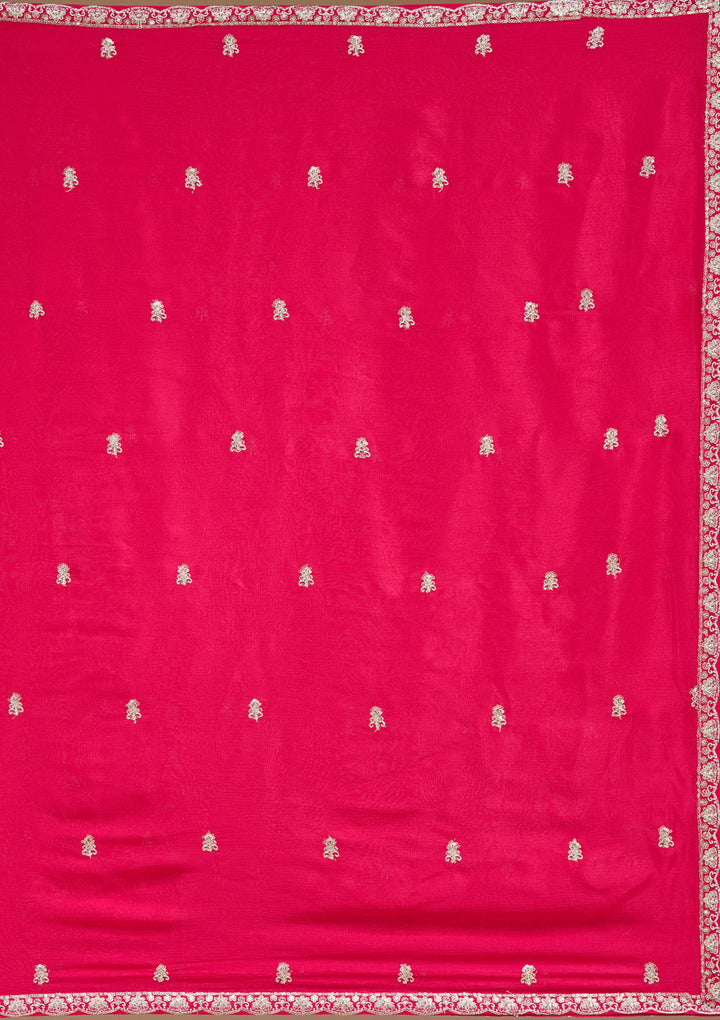 Rani Pink Zariwork (Gold) Chinon Readymade Salwar Suit
