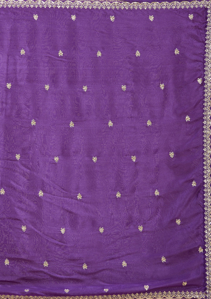 Purple Sequins Crepe Readymade Salwar Suit