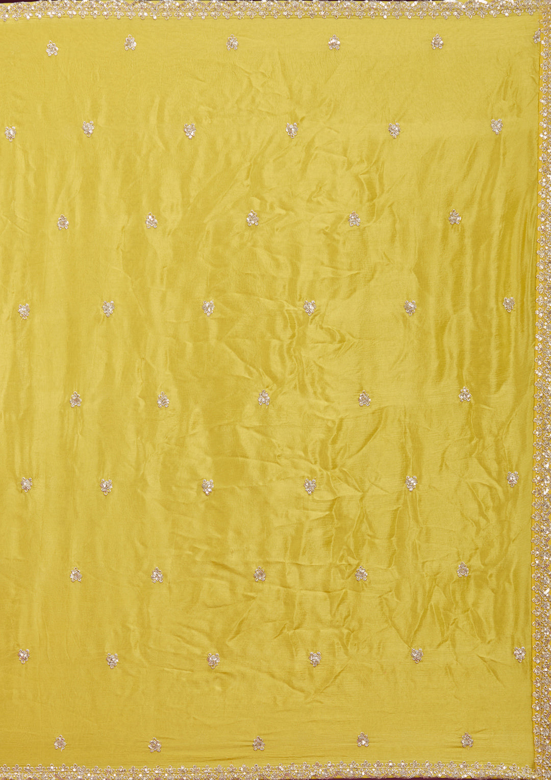 Yellow Sequins Crepe Readymade Salwar Suit