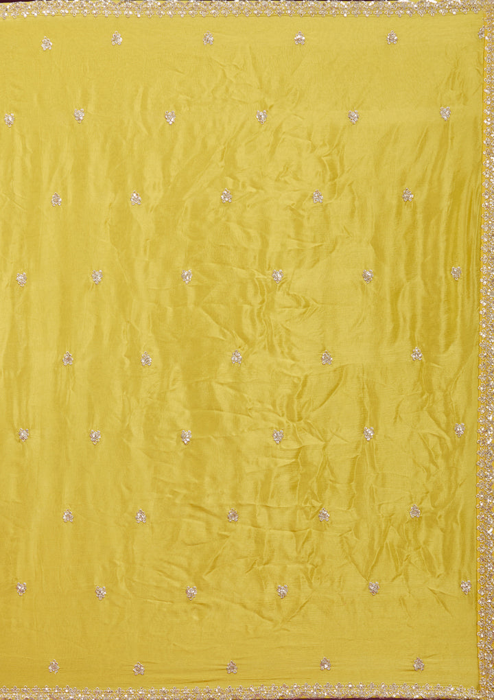 Yellow Sequins Crepe Readymade Salwar Suit