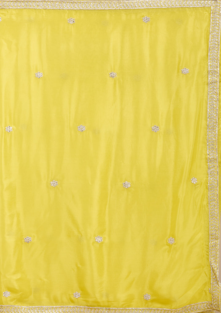 Lemon Yellow Sequins Soft Raw Silk Readymade Salwar Suit