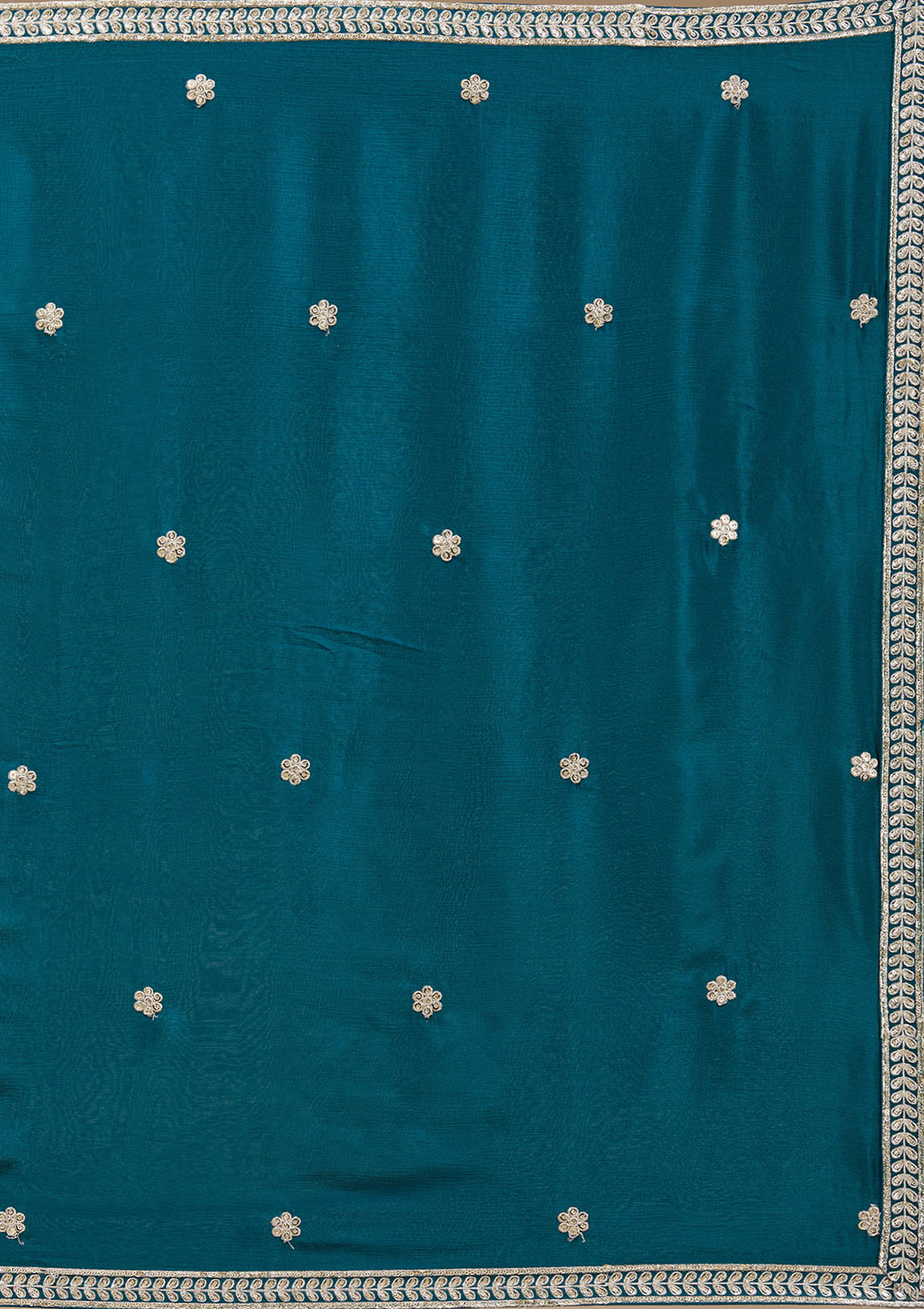 Peacock Blue Sequins Soft Raw Silk Readymade Salwar Suit