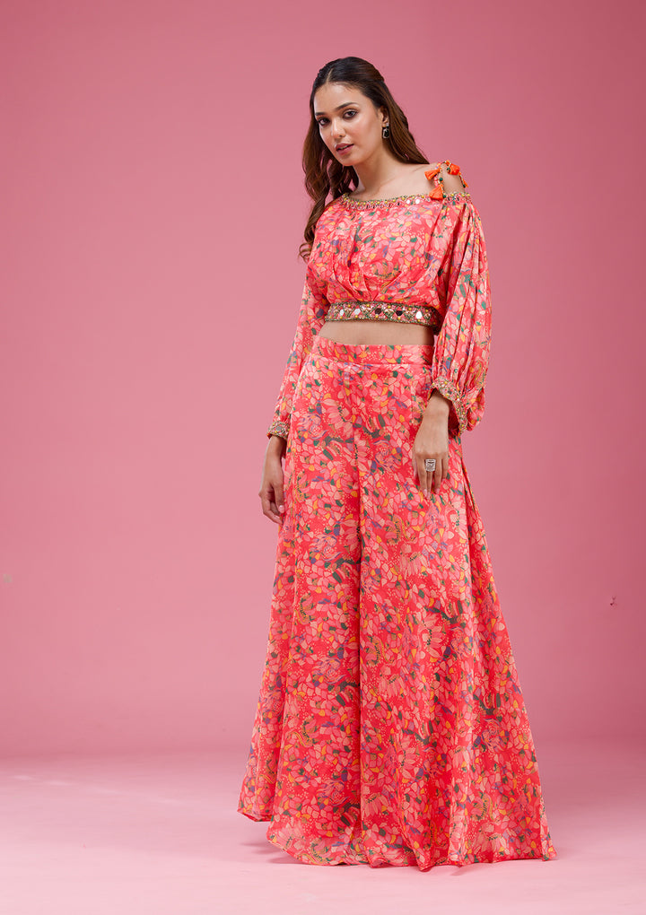Pink Cutdana Crepe Readymade salwar suit