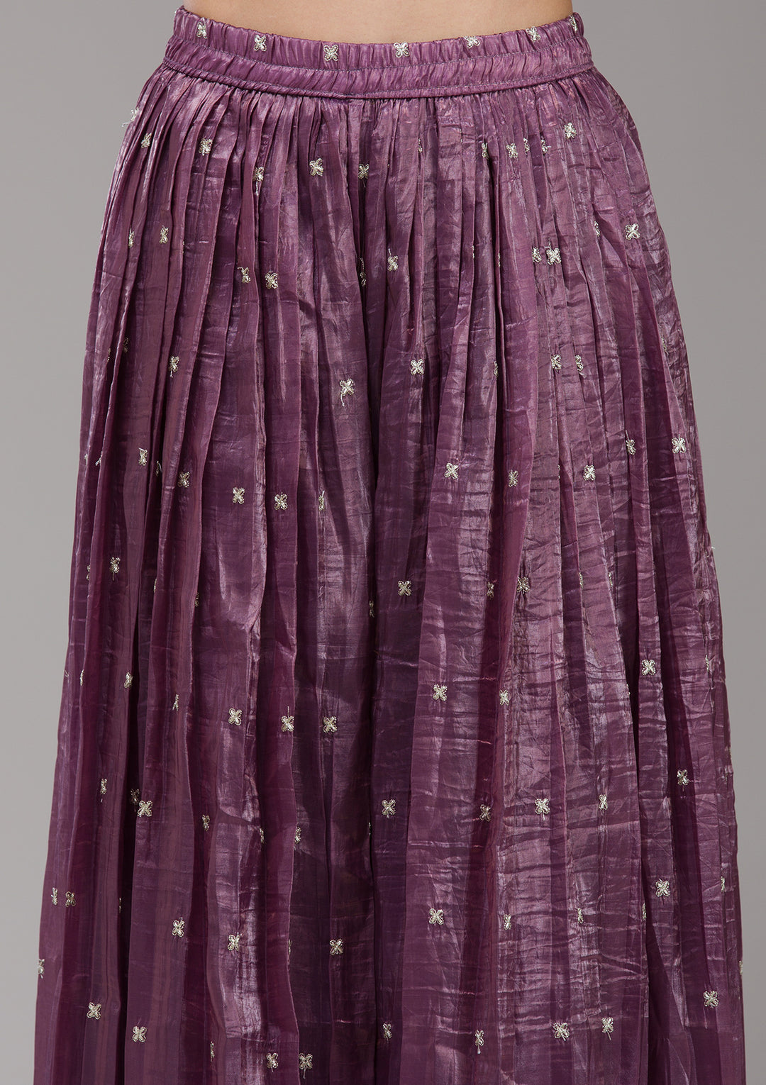 Mauve Zariwork (Gold) Organza Readymade salwar suit