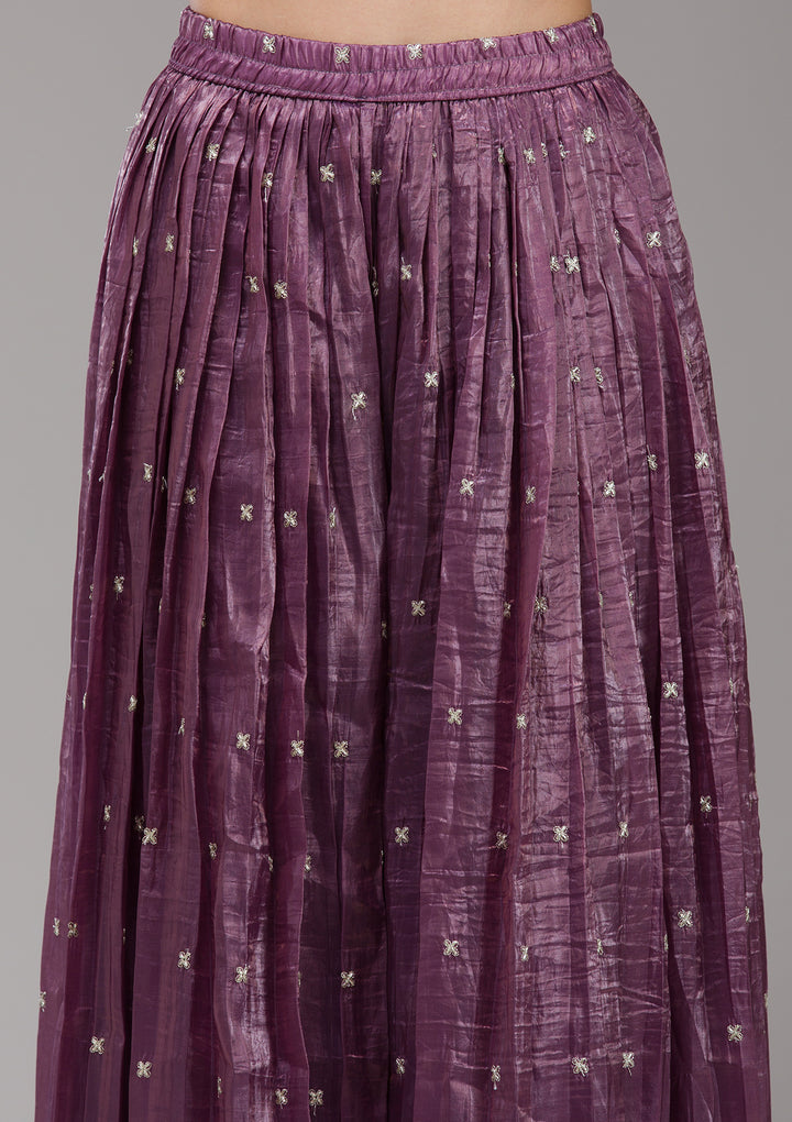 Mauve Zariwork (Gold) Organza Readymade salwar suit