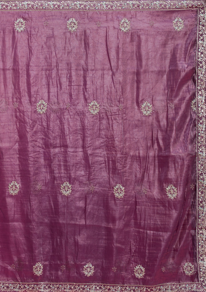 Mauve Zariwork (Gold) Organza Readymade salwar suit