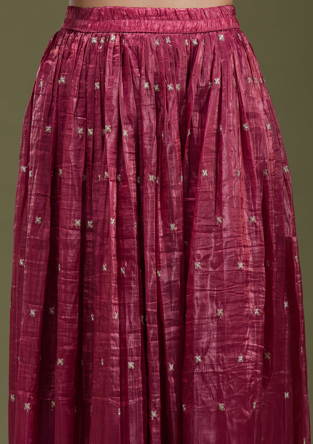 Onion Pink Zariwork (Gold) Organza Readymade salwar suit