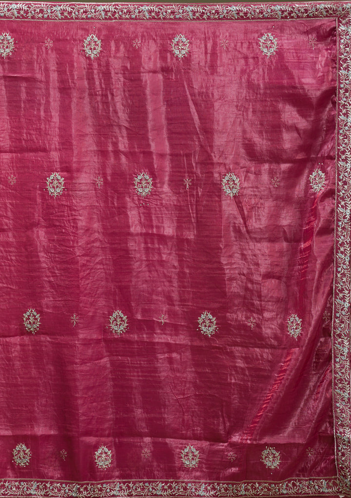Onion Pink Zariwork (Gold) Organza Readymade salwar suit