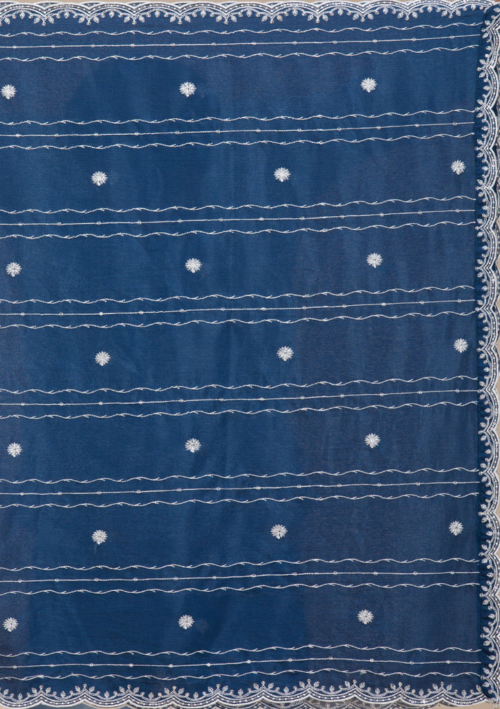 Navy Blue Threadwork Chinon Readymade salwar suit