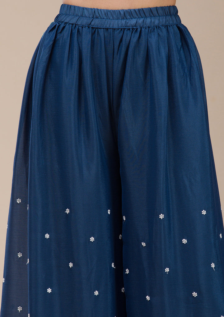 Navy Blue Threadwork Chinon Readymade salwar suit