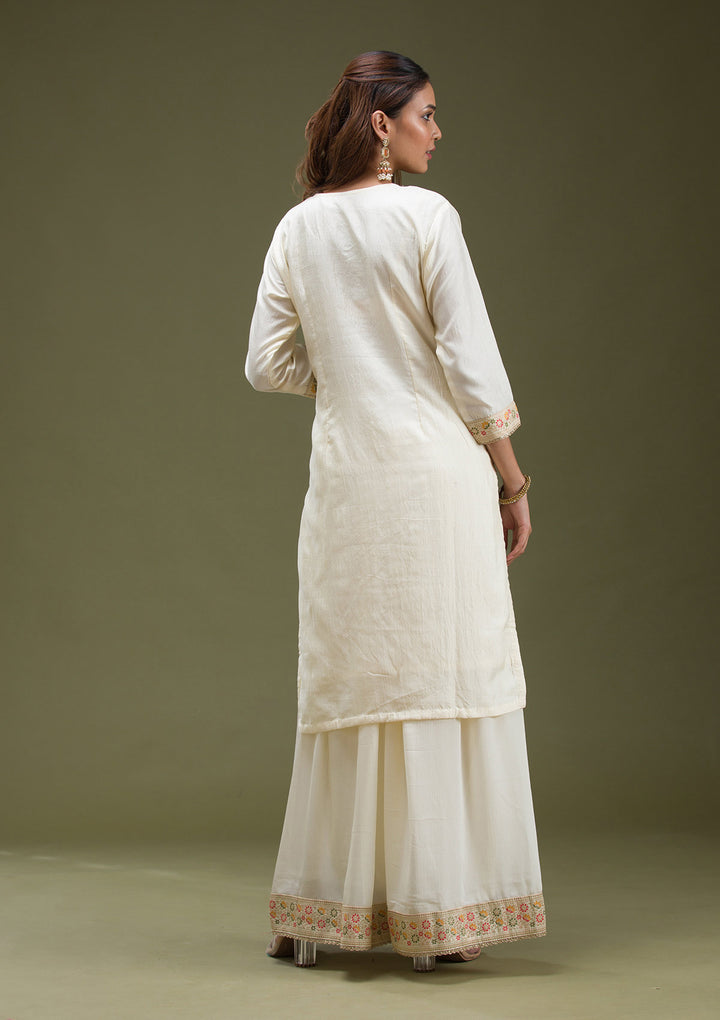 Off White Cording Dola Silk Readymade salwar suit