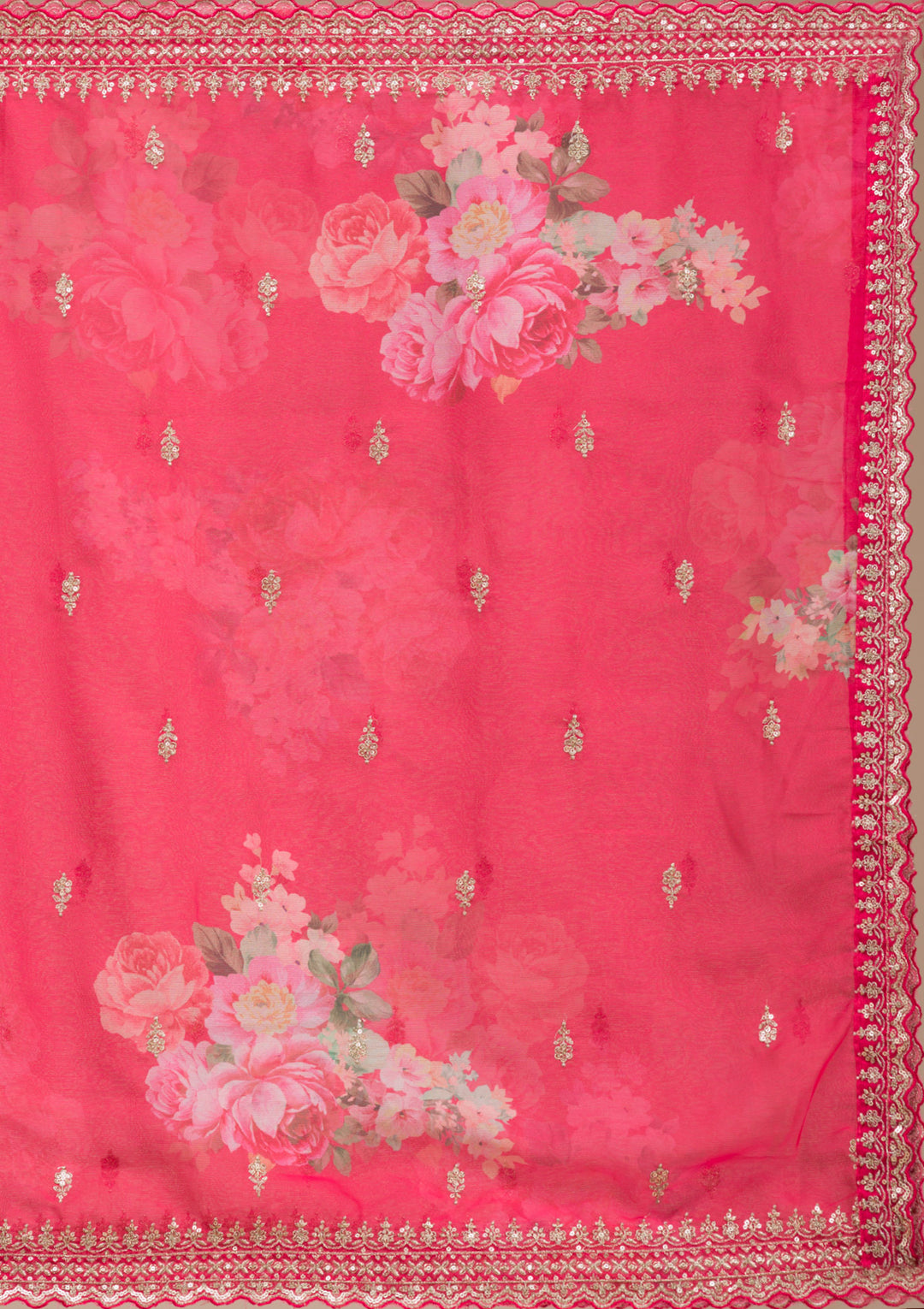Red Zariwork (Gold) Chinon Readymade salwar suit