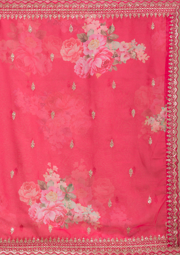Red Zariwork (Gold) Chinon Readymade salwar suit