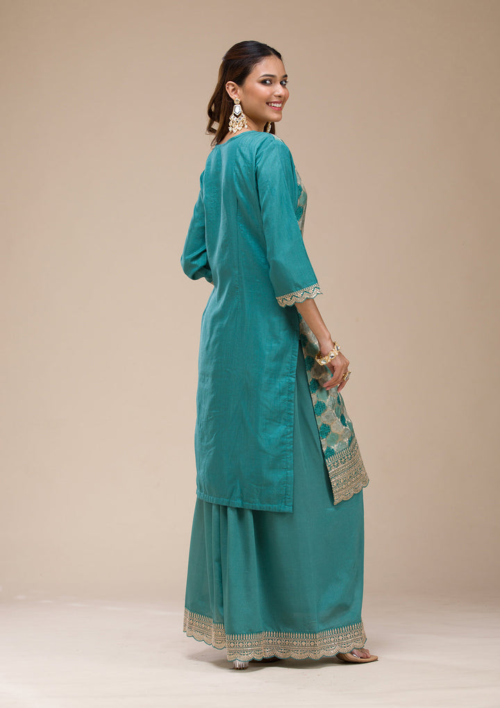 Sea Green Cording Dola Silk Readymade salwar suit
