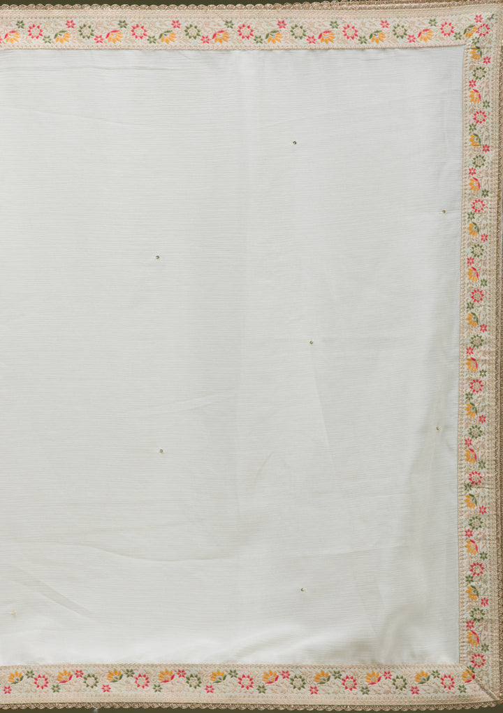 Beige Cording Chinon Readymade salwar suit