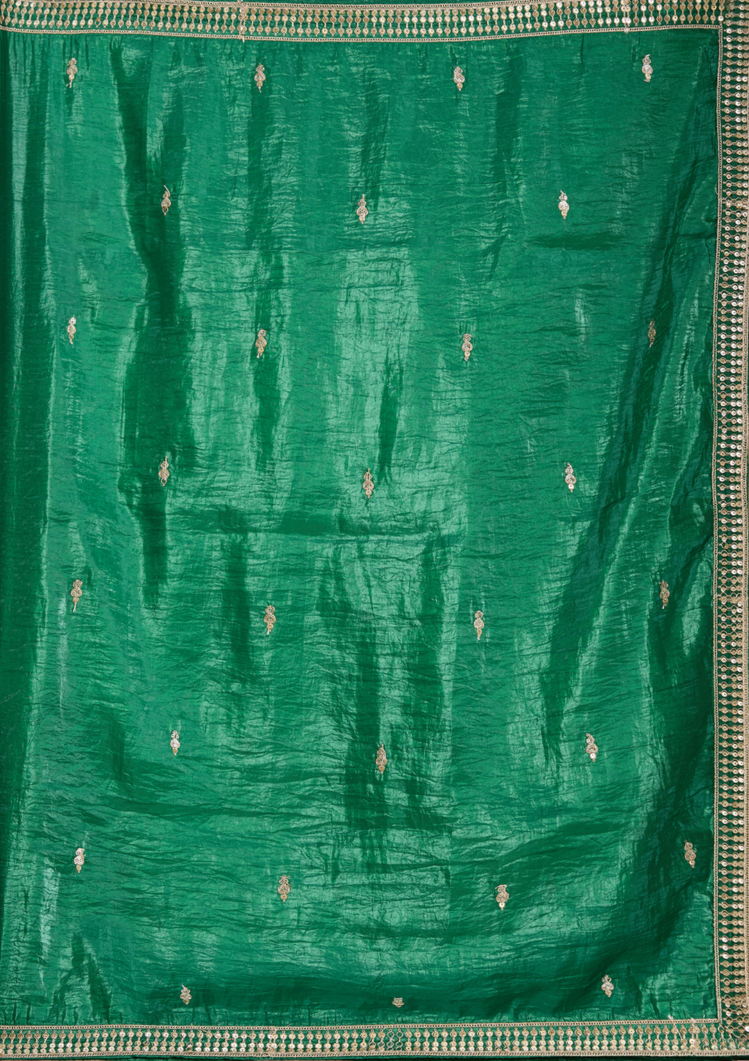 Bottle Green Zariwork (Gold) Soft Raw Silk Readymade Salwar Suit