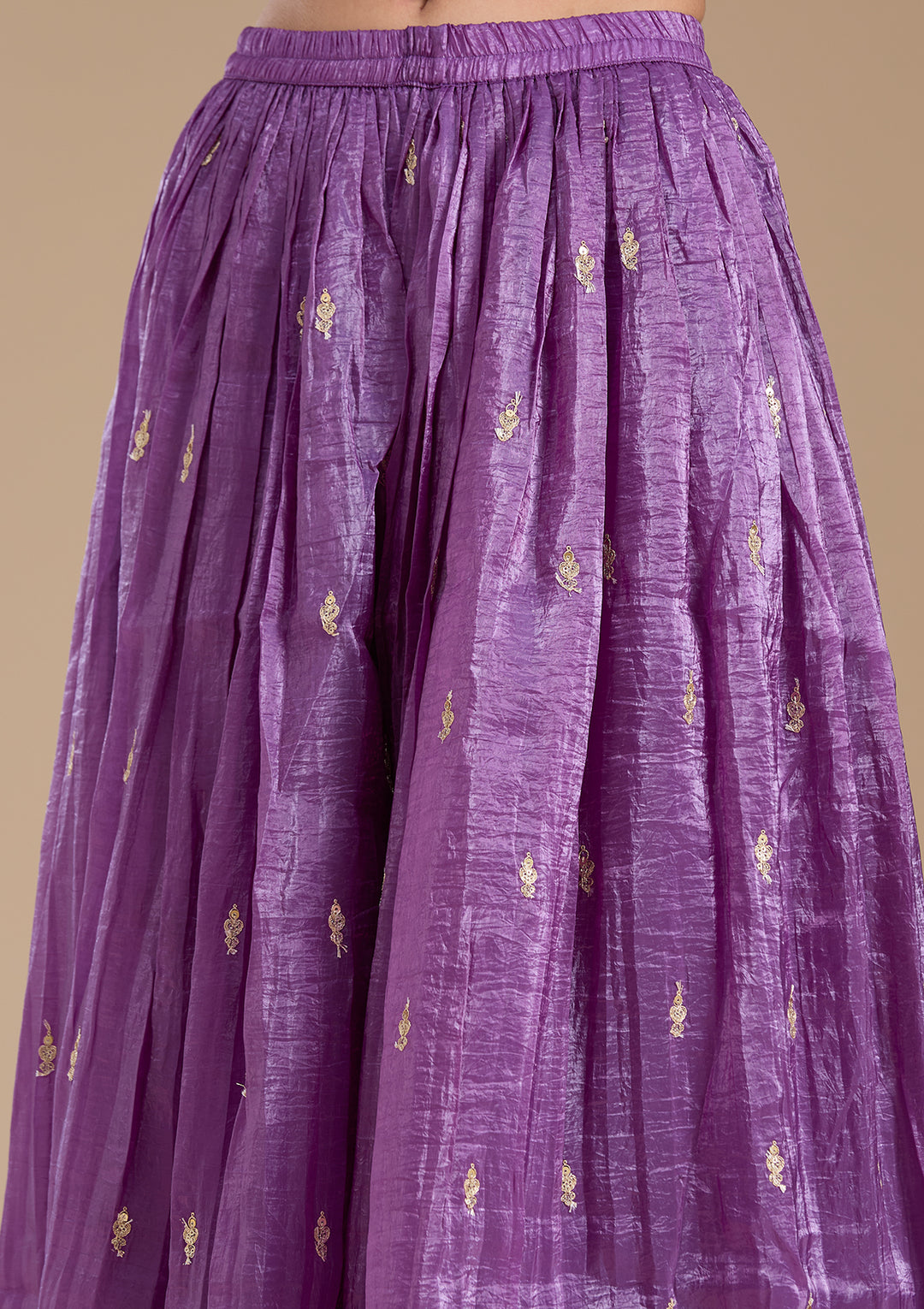 Purple Zariwork (Gold) Soft Raw Silk Readymade Salwar Suit