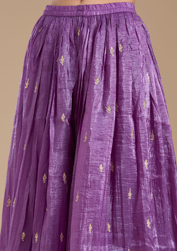 Purple Zariwork (Gold) Soft Raw Silk Readymade Salwar Suit