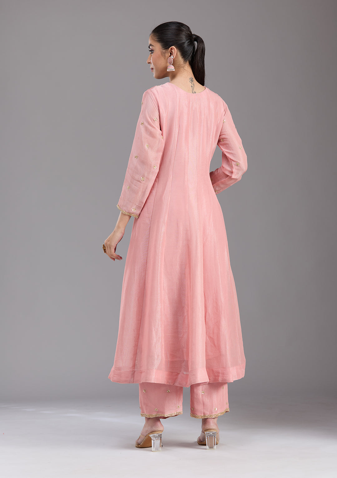 Pink Cutdana Tissue Readymade Salwar Suit