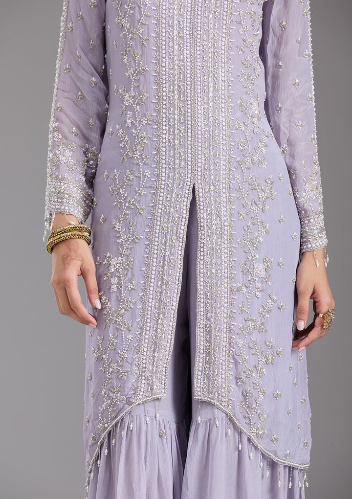 Light Lavender Cutdana Tissue Readymade Salwar Suit