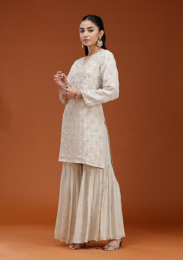 Pista Green Cutdana Tissue Readymade Salwar Suit