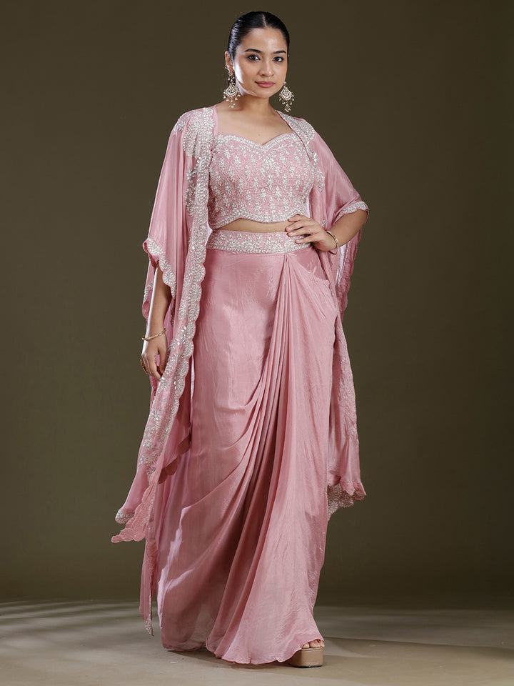 Pink Cutdana Tissue Readymade Salwar Suit