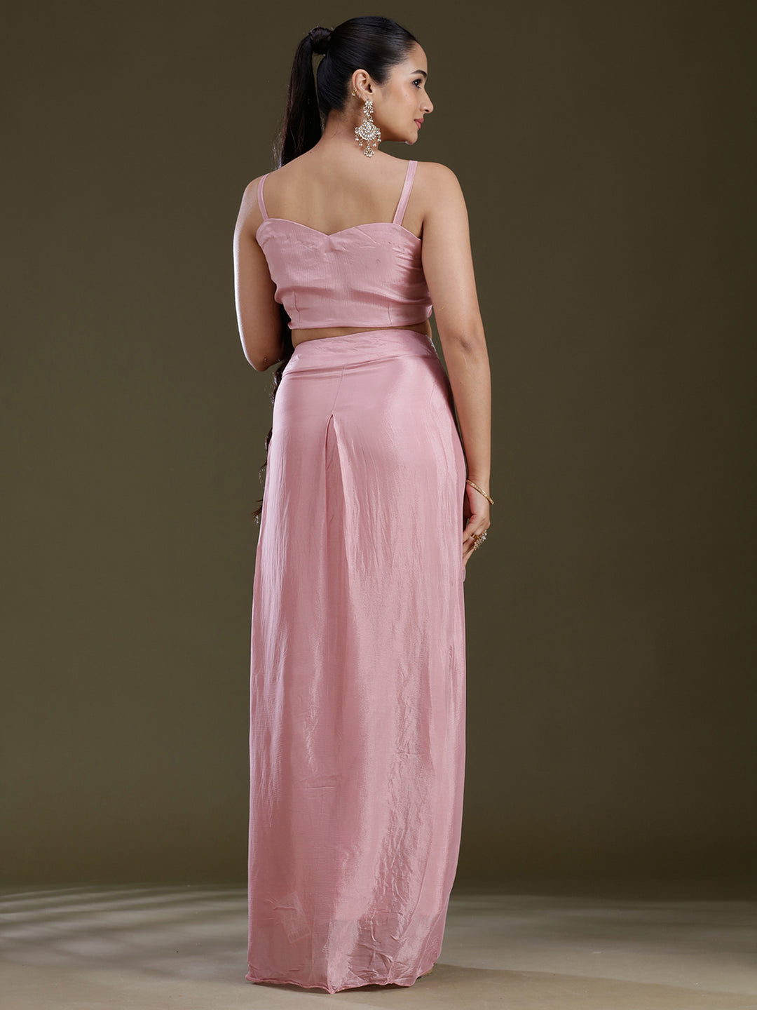 Pink Cutdana Tissue Readymade Salwar Suit