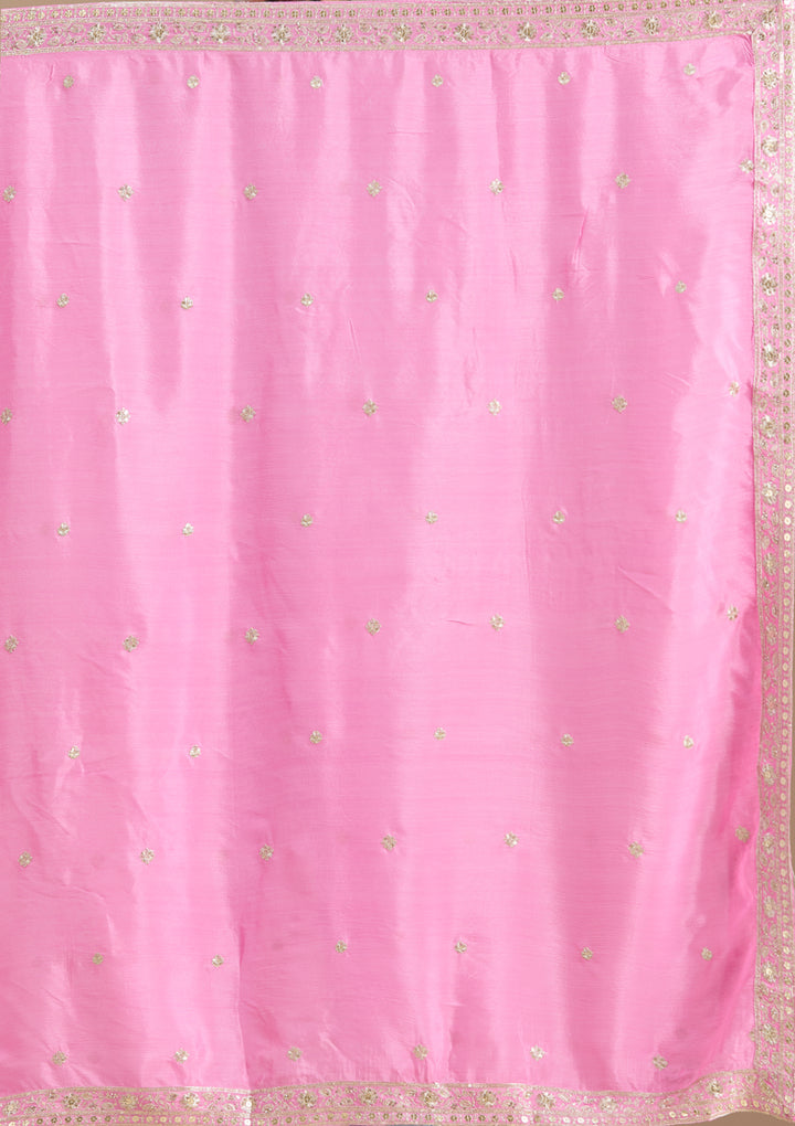 Pink Zariwork (Gold) Crepe Readymade Salwar Suit