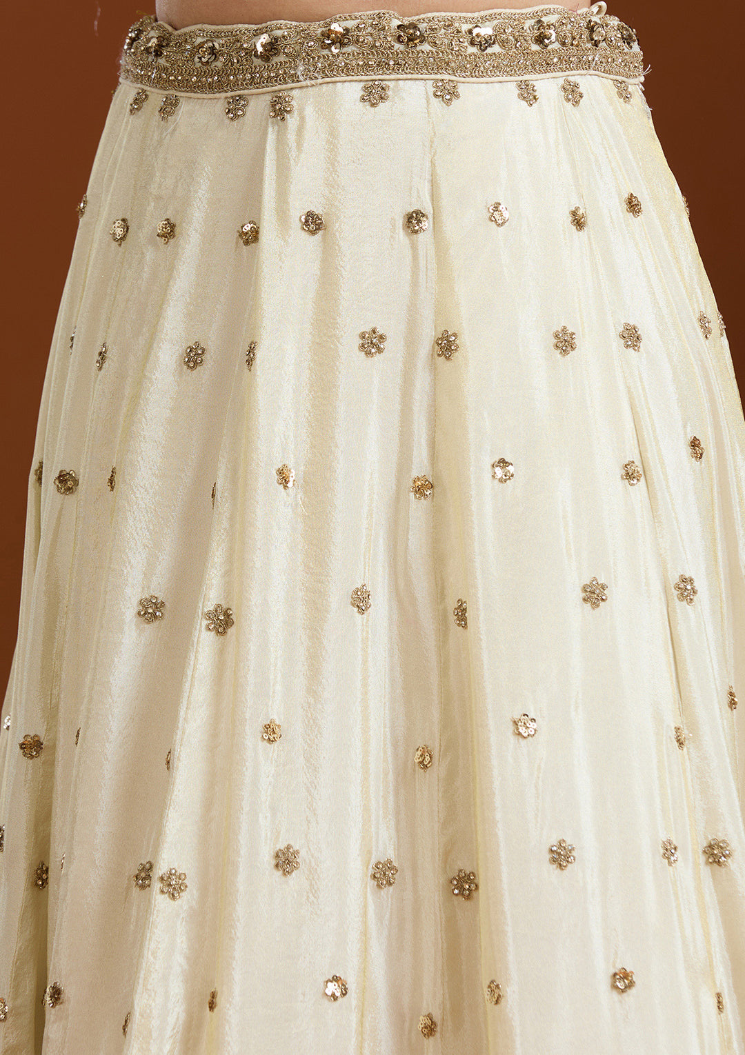 Off White Zariwork (Gold) Raw Silk Readymade Salwar Suit