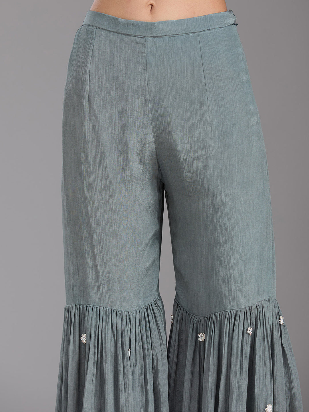 Mehandi Green Cutdana Tissue Readymade Salwar Suit