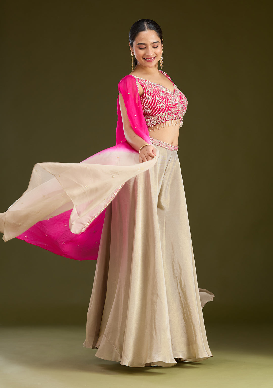 Pink Cutdana Georgette Readymade Salwar Suit