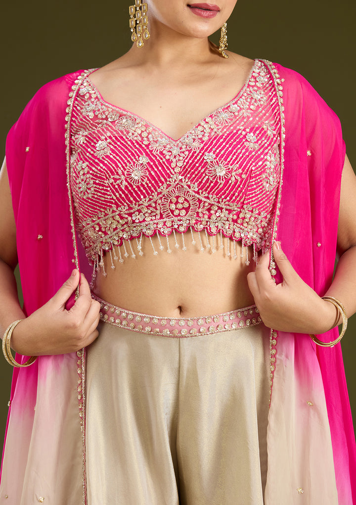 Pink Cutdana Georgette Readymade Salwar Suit