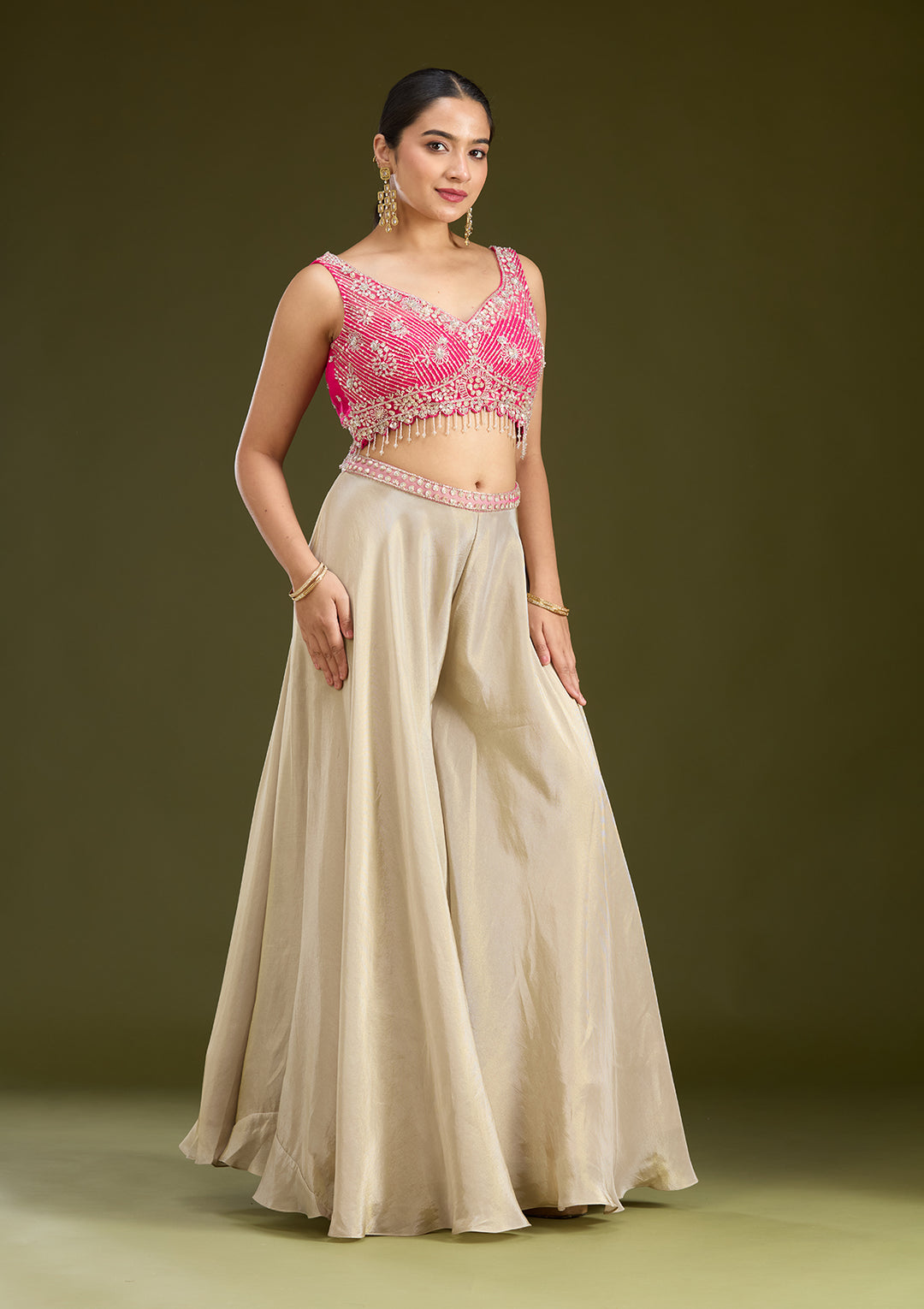 Pink Cutdana Georgette Readymade Salwar Suit