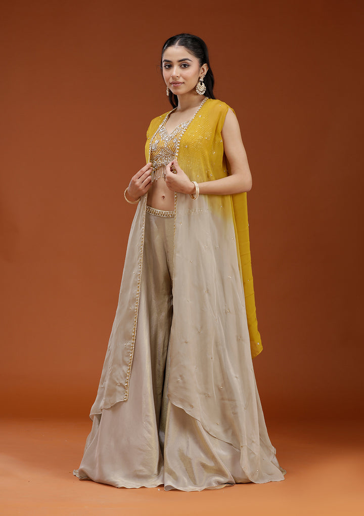 Yellow Cutdana Georgette Readymade Salwar Suit