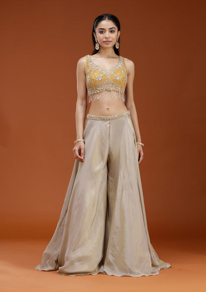 Yellow Cutdana Georgette Readymade Salwar Suit