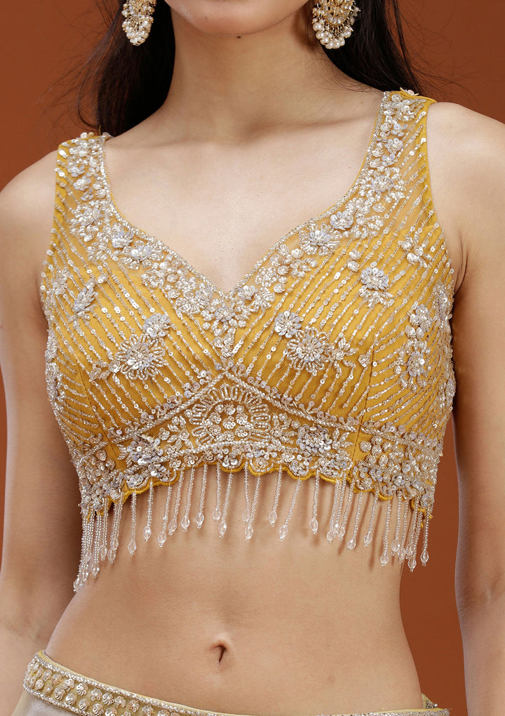 Yellow Cutdana Georgette Readymade Salwar Suit