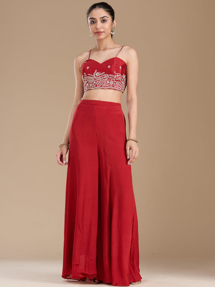 Rust Zariwork (Gold) Chiffon Readymade Salwar Suit