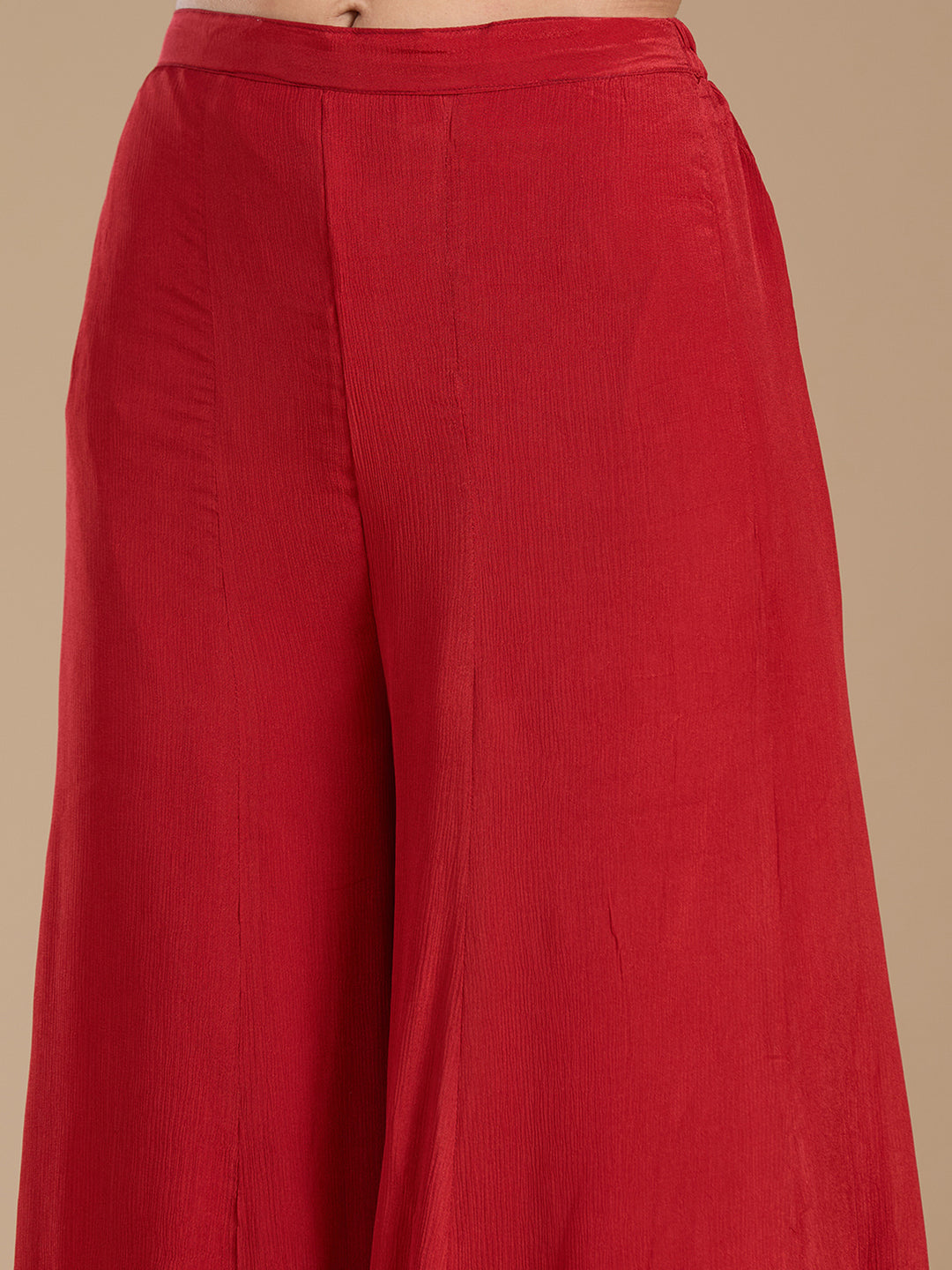 Rust Zariwork (Gold) Chiffon Readymade Salwar Suit