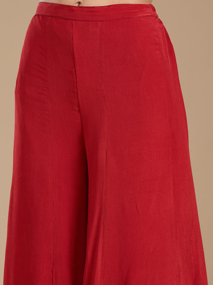 Rust Zariwork (Gold) Chiffon Readymade Salwar Suit