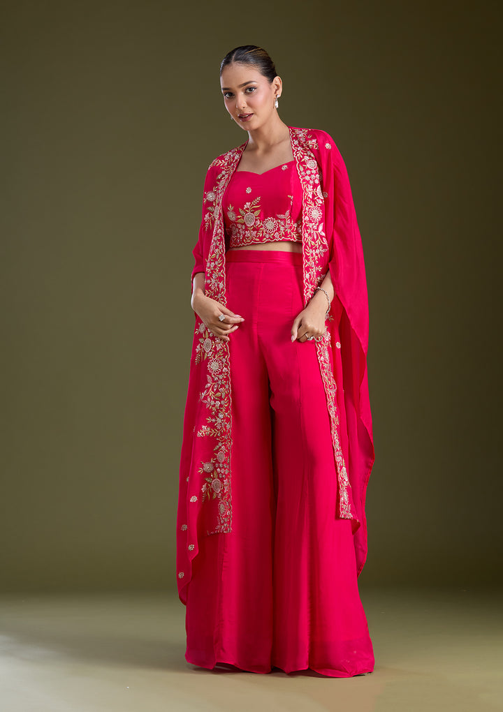 Rani Pink Cutdana Soft Raw Silk Readymade Salwar Suit