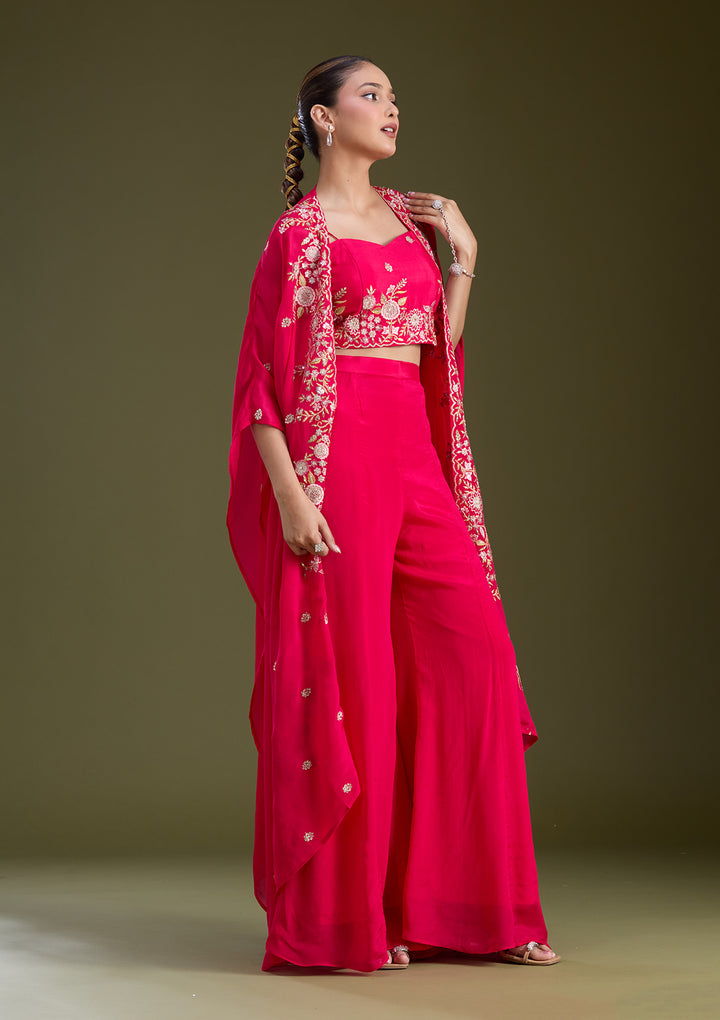 Rani Pink Cutdana Soft Raw Silk Readymade Salwar Suit