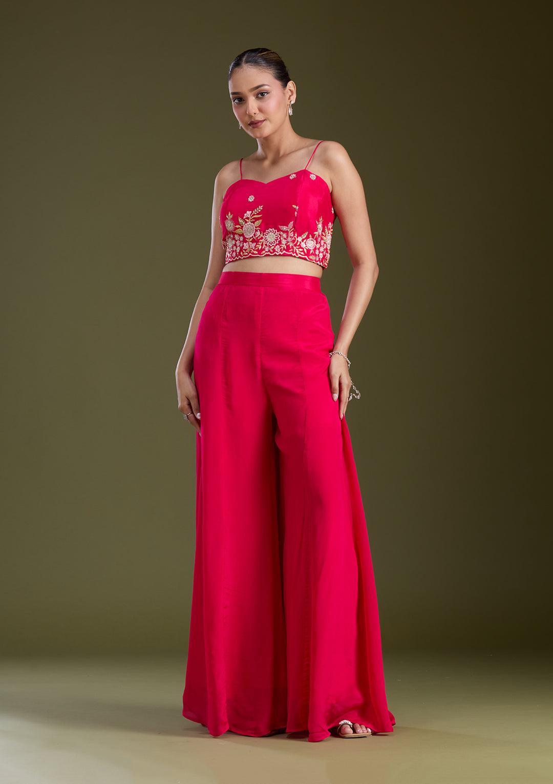 Rani Pink Cutdana Soft Raw Silk Readymade Salwar Suit