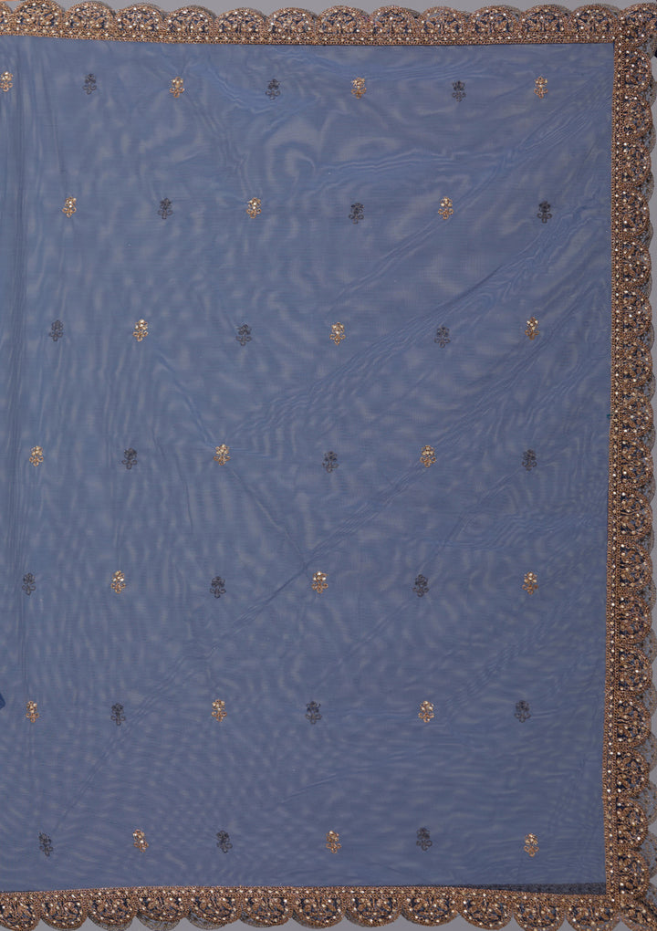 Navy Blue Stonework (Gold) Georgette Readymade Salwar Suit