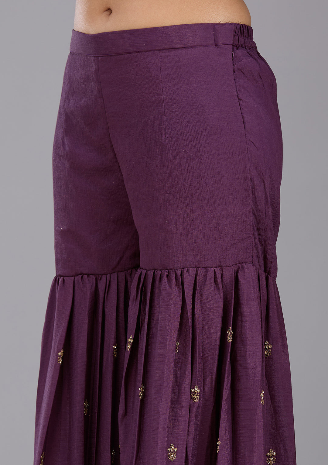 Wine Stonework (Gold) Georgette Readymade Salwar Suit