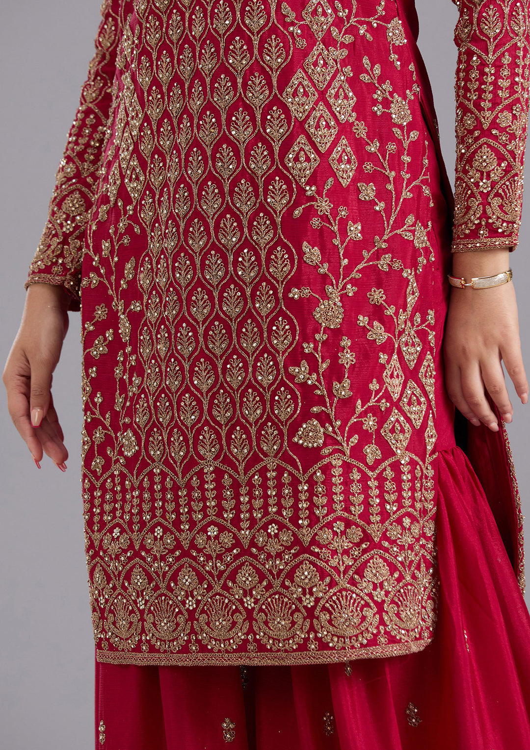 Maroon Stonework (Gold) Georgette Readymade Salwar Suit