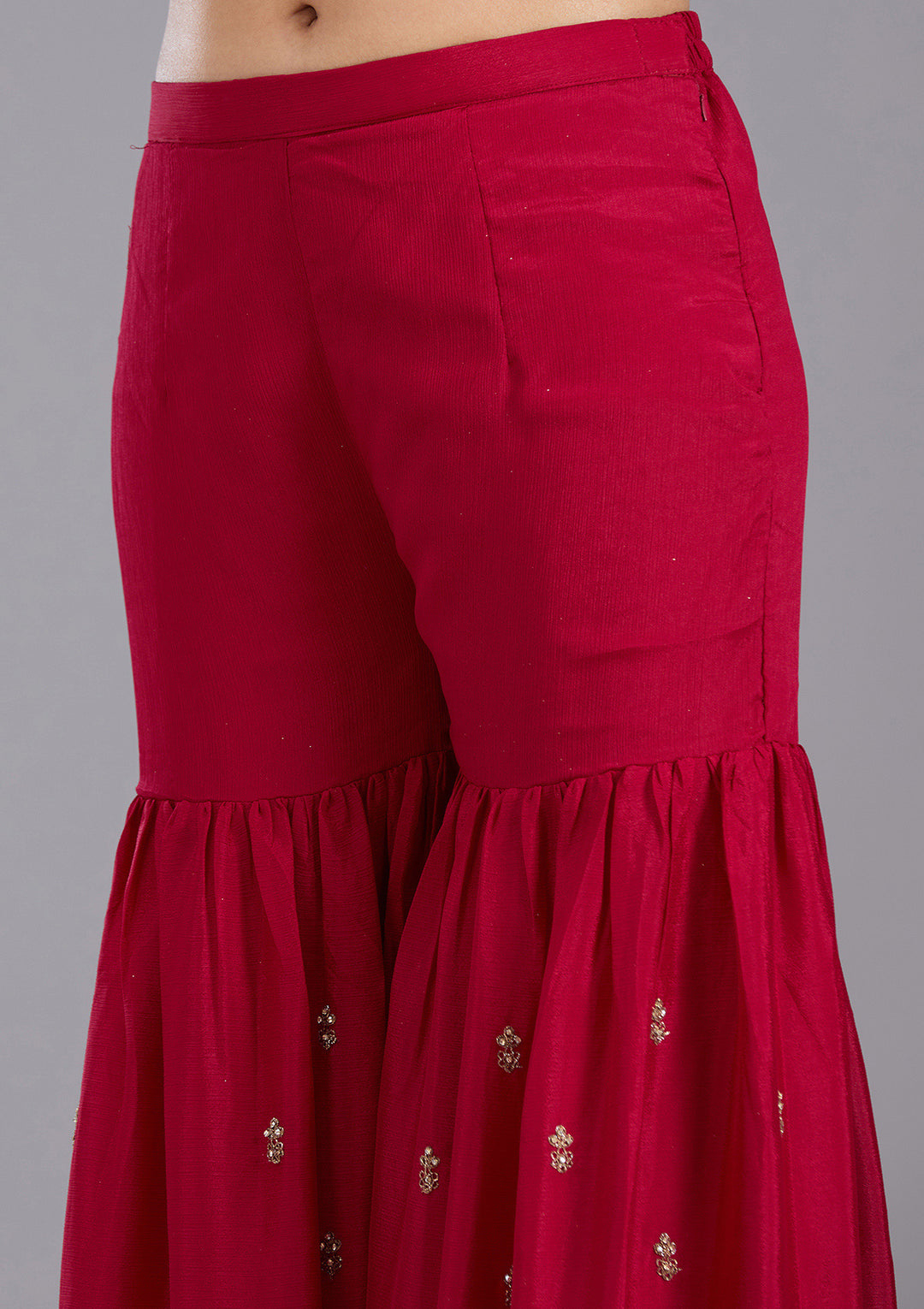 Maroon Stonework (Gold) Georgette Readymade Salwar Suit