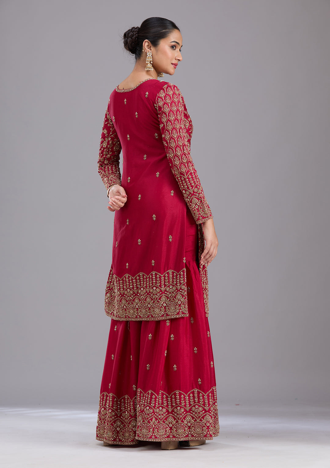 Maroon Stonework (Gold) Georgette Readymade Salwar Suit