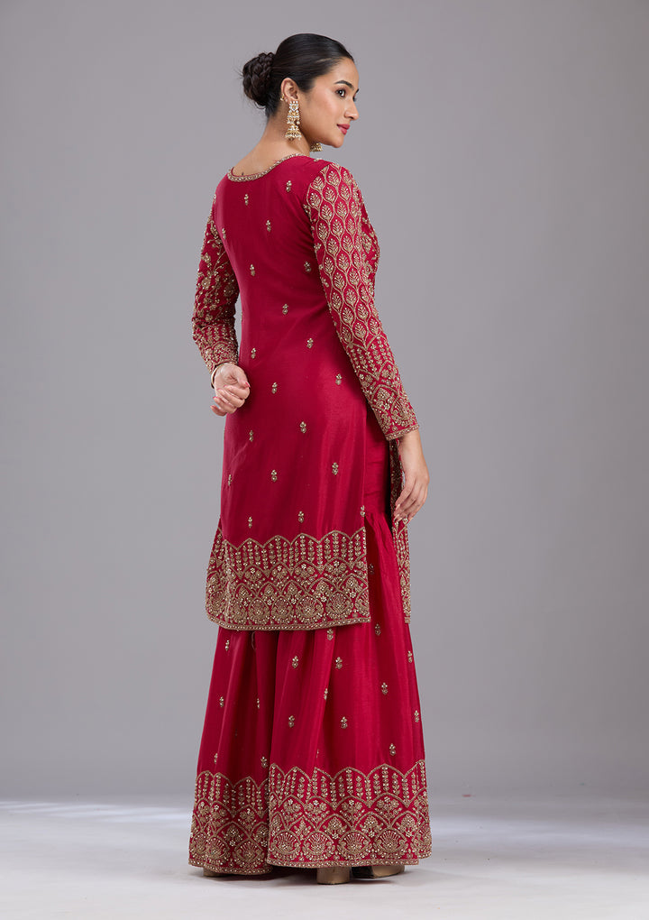 Maroon Stonework (Gold) Georgette Readymade Salwar Suit