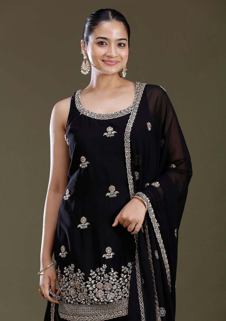 Black Sequins Tissue Readymade Salwar Suit