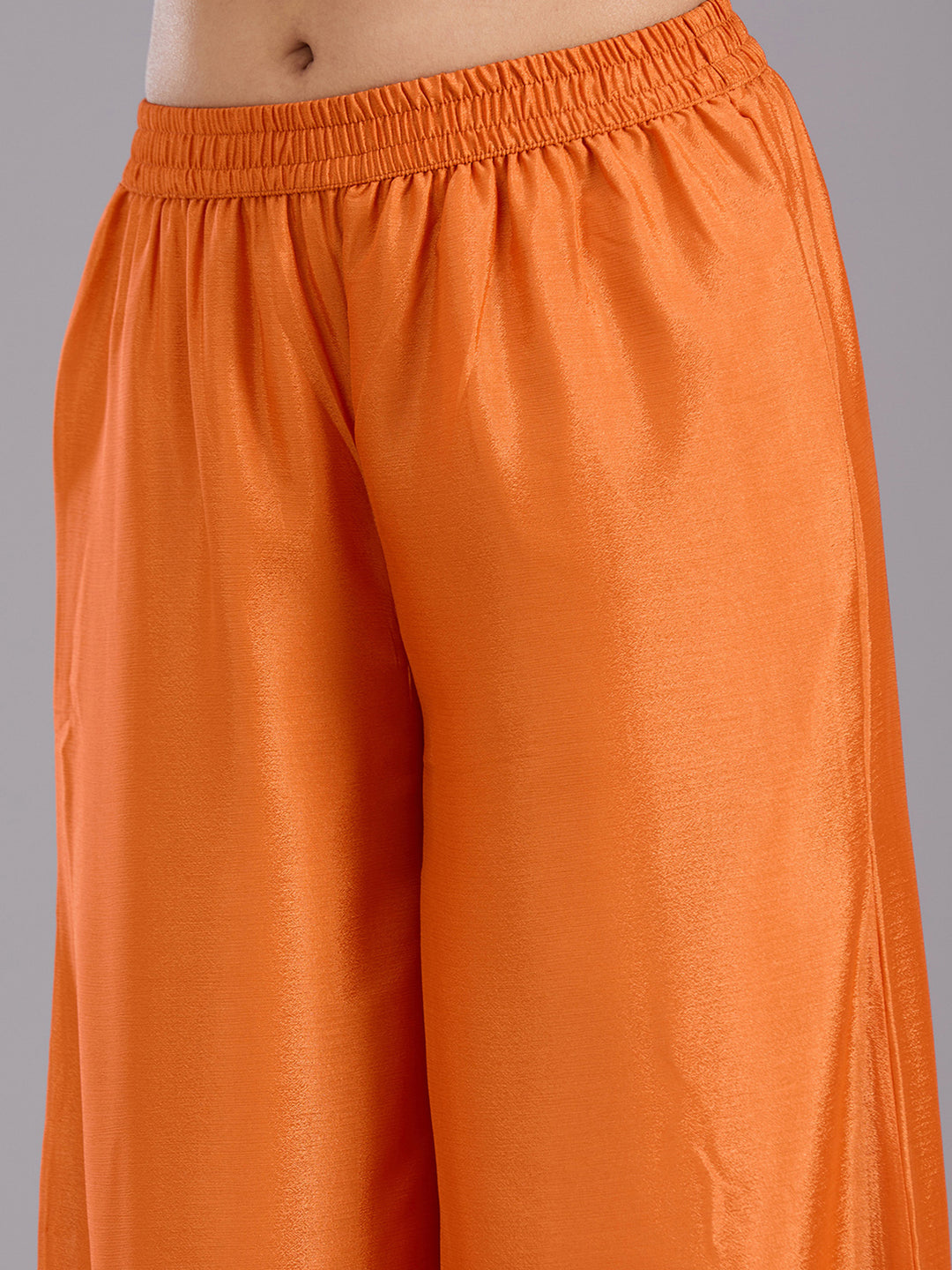 Orange Sequins Soft Raw Silk Readymade Salwar Suit